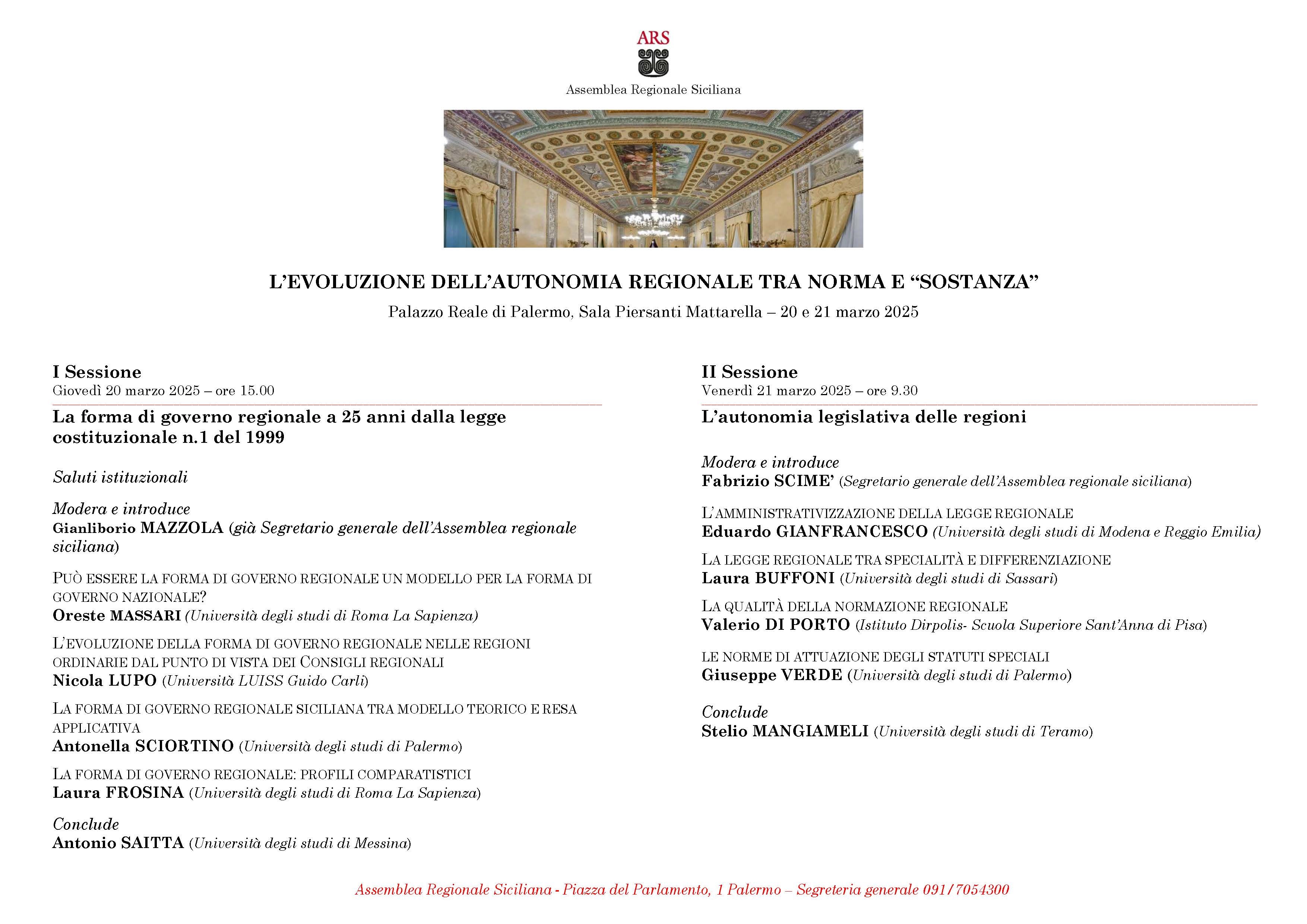 L’EVOLUZIONE DELL’AUTONOMIA REGIONALE TRA NORMA E “SOSTANZA” Locandina