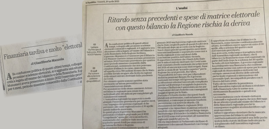 Ritardo senza precedenti e spese di matrice elettorale con questo bilancio la Regione rischia la deriva.